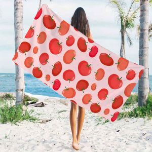 BILIBILI | Cartoon Tomato Print Beach Towels Ultra Lightweight Quick Drying Super Absorbent Summer Essential Fast-Drying Towel for Beach
