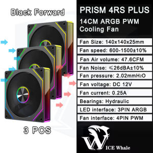 ICE Whale Prism 4RS Plus ARGB PC Case Fan 14cm Infinity Mirror Design Motherboard Light Sync 4PIN PWM CPU Cooler Fan ventilador
