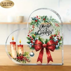 1 Món Đồ Trang Trí Để Bàn Hình Trái Tim Bằng Acrylic Hình Dạng Phẳng 2D Trang Trí Giáng Sinh Vui Vẻ Với Quả Mọng Đỏ Lá Holly Tượng Nhỏ Trang Nhã Dành Cho Lứa Tuổi Từ 14 Trở Lên