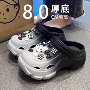 Womens Summer Thick Bottom Sandals EVA Anti-Slip Odor-Resistant Beach Slippers Increased Height 2025 New Style Cartoon Home Slippers