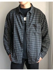 Early Autumn Plaid Long Sleeve Loose Mens Shirt Jacket Retro Japanese Style Breathable Youth Fashion Casual Outerwear