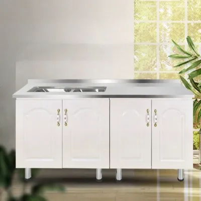 Stainless Steel Buffet Cabinet with Sink Integrated Kitchen Island Simple Assembly Required No Brand Nordic Style Mobile