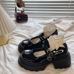 Giày Đế Dày Mary Janes Đế Cao Gót Cổ Điển Cho Nữ Mùa Xuân Hè Đế PU Mũi Tròn Đế Cao Gót Đế Dày Phong Cách Anh Quốc