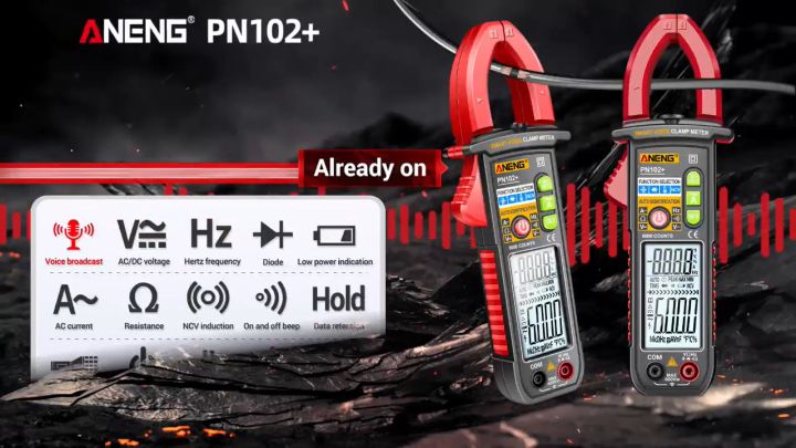 ANENG PN102 AC แอมป์มิเตอร์แคลมป์มิเตอร์วัดระยะทางอัตโนมัติปัจจุบัน ...