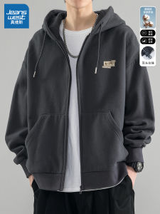 เสื้อแจ็คเก็ตสเวตเตอร์แบบเปิดสำหรับผู้ชาย ทรงหลวม สไตล์ลำลอง แขนยาว คอตตอนผสมโพลีเอสเตอร์ สำหรับฤดูใบไม้ร่วง 2025