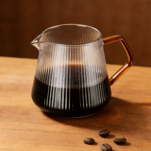 Glass Coffee Server - 400ml/600ml Vertical Striped Coffee Pot For Pour Over Coffee & Tea Microwave Safe & Heatproof Glass Body