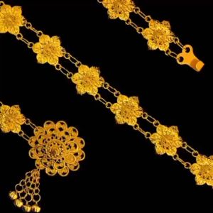 เข็มขัดสีทอง  เข็มขัดผ้าซิ่น/ผ้าถุง เข็มขัดชุดไทย ชุดล้านนา เข็มขัดลายดอกไม้ เข็มขัดล้านนา  เข็มขัดพร้อมส่งจากไทย