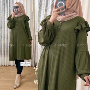 Eurigo - Varsa Tunik Wanita Panjang Fashion Muslim Rajut Tangan Balon / 531-7178