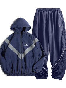 Bộ Đồ Thể Thao Nam Mùa Thu Đông Chất Liệu Nylon 100% Kiểu Dáng Rộng Rãi Nhanh Khô Có Lớp Phản Quang Gồm Áo Khoác Và Quần.