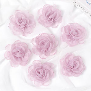 5/10Pcs 5.5cm Vintage Fabric Camellia Rose Chiffon Artificial Flowers for Women Wedding Party  Dress Decoration Craft Jewelry
