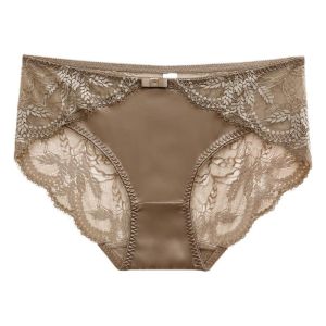 Quần Lót Lụa Tơ Tằm Quần Tam Giác Cạp Vừa Kháng Khuẩn Thoáng Khí Ren Thiếu Nữ Không Đường May Dòng Cao Cấp Cho Nữ Quần Lót Ôm Mông