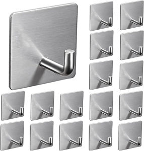 10ชิ้น ตะขอกาวติดแน่น / ตะขอแขวนผ้าเช็ดตัวสแตนเลส / ที่แขวนแบบมีกาวสำหรับห้องครัวและประตู / ตะขอติดผนังห้องน้ำ / สำหรับแขวนผ้าเช็ดตัว หมวก เสื้อคลุม กุญแจ
