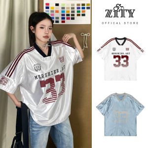 ZITY Oversize Mens T-shirt V-line Summer American Street Sweatshirt