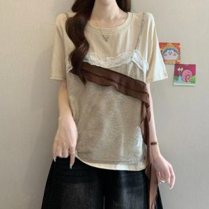 Lace Panel Illusion Layered Sleeveless T-Shirt