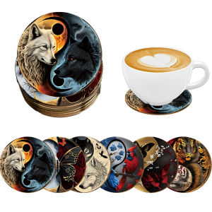 other | 6 piece animal design Art wooden coaster - Heat resistant heat resistant slip resistant decorative table mat for home office