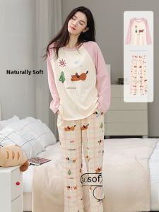 miiow | Pure Cotton Cat Person Sleepwear Long Sleeve Hooded Cartoon Print Home Clothes For Women Youth Autumn Collection MiiOW Brand