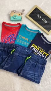 Setelan Baju dan Celana Jeans Panjang Pakaian Anak Laki Laki Usia 2-12 Tahun Baju Anak Murah