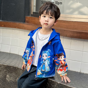 Áo Khoác Trẻ Em Phong Cách Xuân Thu Có Mũ Trùm Đầu Cho Bé Trai Áo Khoác Gió Phong Cách Trung Hoa Cổ Điển Áo Khoác Gió Zha Aobing