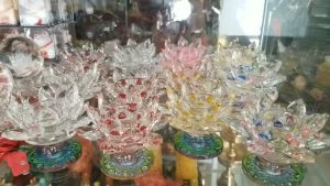 [HCM]Chân nến pha lê nhiều màu thờ cúng bàn thờ