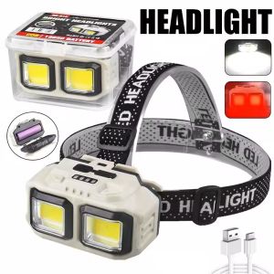 High Power Headlamp LED Rechargeable Red Light Headlight Waterproof Head LED Front Flashlight Fishing Accessories Cap Work Light