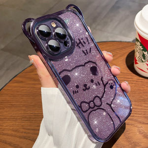 CrashStar เคสโทรศัพท์กันกระแทกแบบนิ่มเคลือบเงาหมีน่ารักสำหรับ iPhone 16 15 14 13 11 Pro Max X XR XS Max 8 + 7 Plus ฝาครอบโทรศัพท์ซิลิโคนรูปการ์ตูนน่ารักพร้อมเลนส์กล้องคลุมทั้งหมดขายดี