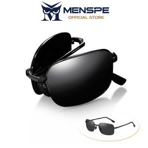 MENSPE Photochromic Sunglasses Foldable Men Women Polarized Chameleon Glasses Driving Goggles Anti-glare Sun Glasses Night Vision Lens UV Protection Chic Retro Sun glasses