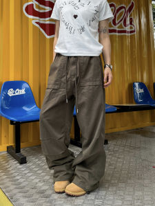 Quần Dài Ống Đứng Rộng Rãi Phong Cách Đường Phố Cho Nam Quần Dài Thường Ngày Có Chi Tiết Xếp Ly Cotton Quần Dài Công Sở