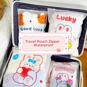Travel Ziplock Pouch Storage Packaging Bag Plastic Seal Zip Lock Kantong Penyimpanan Serbaguna Tempat Penyimpanan Pakaian Motif Kartun