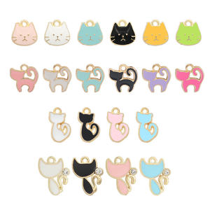 Colorful Cat Head DIY Jewelry Accessories Alloy Bracelet Earring Pendant Drop Oil Material Fresh out New Fashion Summer