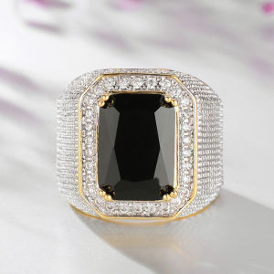 Huitan Trendy Wedding Rings for Women Black/Blue Cubic Zirconia Geometric Modern Fashion Engagement Party Female Jewelry