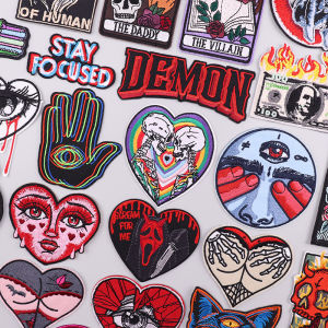 Punk Horror Patch Skull Embroidered Patches For Clothing Sticker Biker Patch Iron On Patches On Clothes DIY Sewing/Fusible Patch
