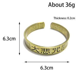 [Gnker] Pure Copper Vintage Wide Edition Buddhist Scriptures Engraved Mantra Bangle Bodhi Men Women Vintage Fashion Brass Open Bracelets