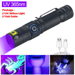 Đèn Pin UV Mini 365nm Đèn LED Màu Tím Có Thể Sạc Lại Để Phát Hiện Nước Tiểu Của Thú Cưng Và Bắt Bọ Cạp Đèn Pin Ngoài Trời Chống Nước