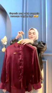 Atasan Kemeja Cradenza Silk Lengan Balon / Kemeja Basic Wanita Cradenza Silk Premium / Shimmer Shirt
