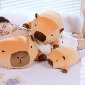 Cervo 40/60/80cm Capybara Plush Toy Stuffed Bed Hugging Body Pillow Cute Sleep Creative Giant Long Pillow Home Decor