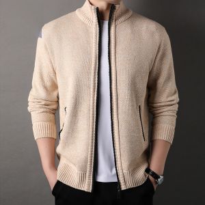 ROMON | Lormen Mens Knitted Lamb Velvet Thickened Warm Winter Sweater Cardigan Fashion Casual Loose Fit Polyester Fiber Long Sleeve