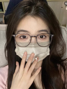 Ultra-Light Anti-Blue Light Glasses Myopia Can Be Matched Degree round Face High-End Sensation Natural Eye Frame Trendy