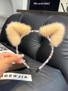 Original Design Face Wash Hair Bands Real Mink Hair Cat Ears Internet Celebrity Female Anchor Headband Stuffed Headdress Makeup Hairpin