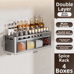 Multifunctional Wall-Mounted Condiment Storage Rack