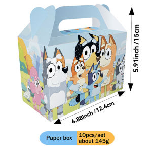 10Pcs Bluey and Family Figures Set Box Kids Party Treat Boxes Candy Gift Bags Party Favors for Bluey Theme Party Decorati