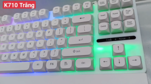 Bàn phím giả cơ DIVIPARD K710 (Màu Trắng) Đèn LED 7 màu hiệu ứng đẹp Tặng đế kê tay phím nhẹ gõ cực êm