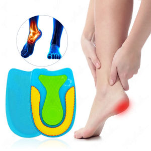 1pair Soft Silicone Gel Insoles for Heel Spurs Pain Cushion Foot Massager U-shaped Half Heel Insole Height Increase Shoes Pad