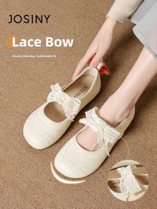 Josiny | White Lace Ballet Mary Jane Flats Shoes