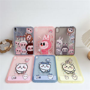 For Apple iPad Pro Air 11 M2 M3 M4 A16 A17Pro 11th 10th 9th 8th 7th 6th 5th 4th 3rd Gen Mini 10.2 10.5 10.9 inch Tablet Cute LABUBU Pattern Soft TPU Jelly Shockproof Clear Back Cover