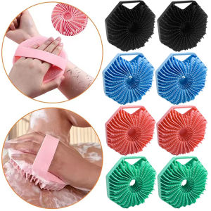 Soft Silicone Shower Scrubber with Handle / Body Back Cleaning Brushes / Portable Skin Massage Brush