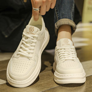 Mens Breathable Mesh Sports Shoes Summer Collection Trendy Brand White Thick Bottom Versatile Sneakers for Students And Youth