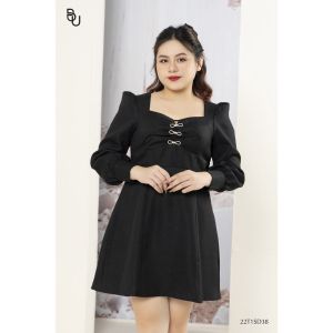 Đầm nhún ngực đính 3 nơ đá BIGSIZE (55kg đến 95kg) - 22T1SD38 - [BUstu Bigsize]