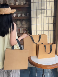 5PCS High-End Brown Kraft Paper Bag Thick Luxury Tote Bag for Small Business Packaging Boutique Clothing Cosmetics Aesthetic Reusable Gift Bag for Travel Home Souvenirs Giveaways High Quality Ready Stock Fast Delivery Nationwide