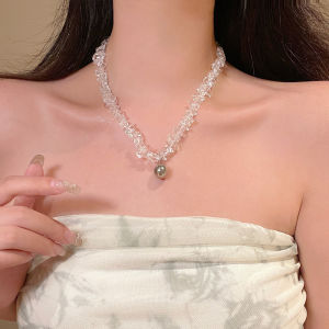 Fashionable Minimalist Irregular Transparent Rock Bead Necklace: A Luxury High-End Accessory