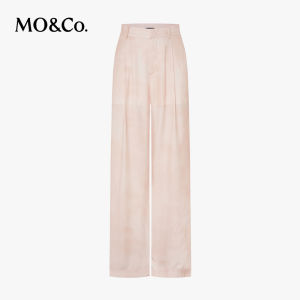 MO&Co. | High Waist Floor Length Plant Silk Washed Wide Leg Pants